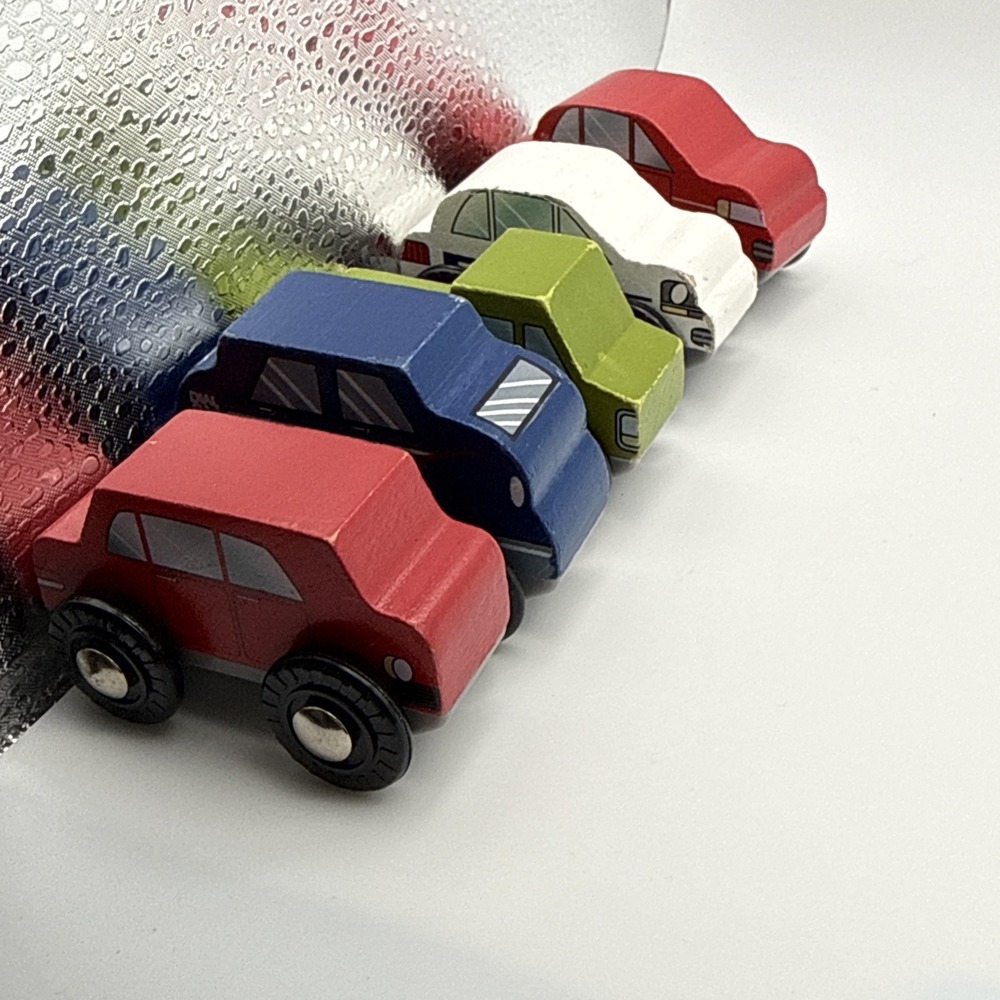 Kidkraft Wooden Vehicles 2011 Police Car Green Truck Red & White Cars Lot Of 5 - Picture 7 of 12